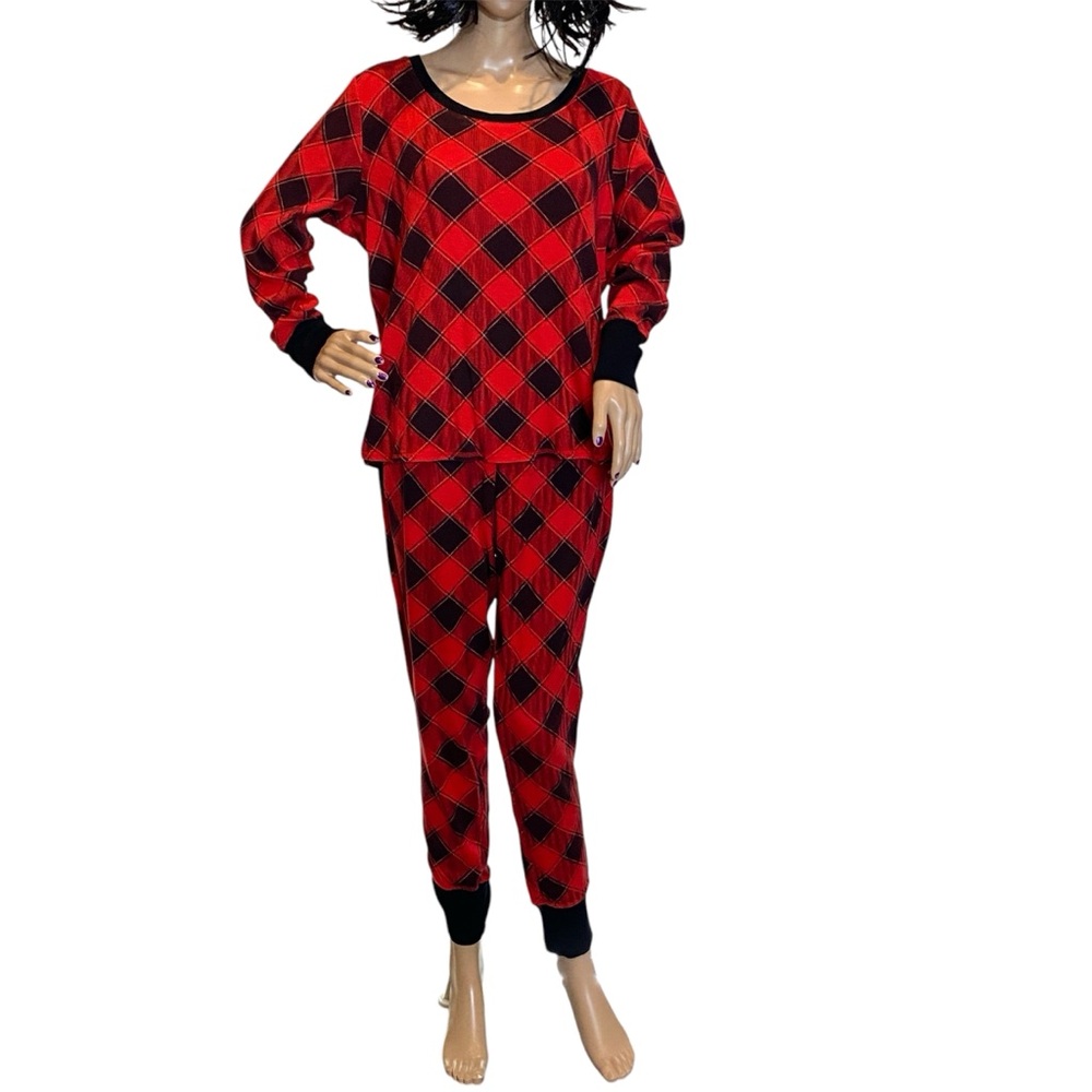 Victoria's Secret 2-Piece Buffalo Plaid Thermal Pajamas PJs Set Size Large VGC